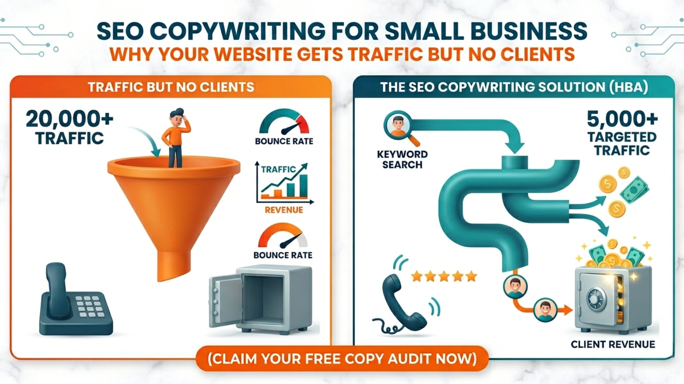 SEO Copywriting For Small Business. Why your website gets traffic but no clients